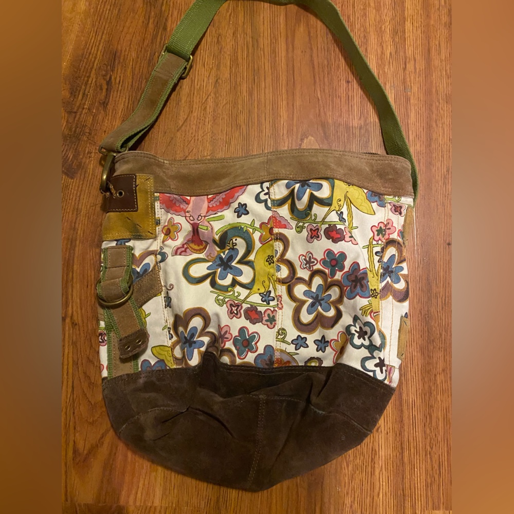 Lucky brand canvas & leather print bag